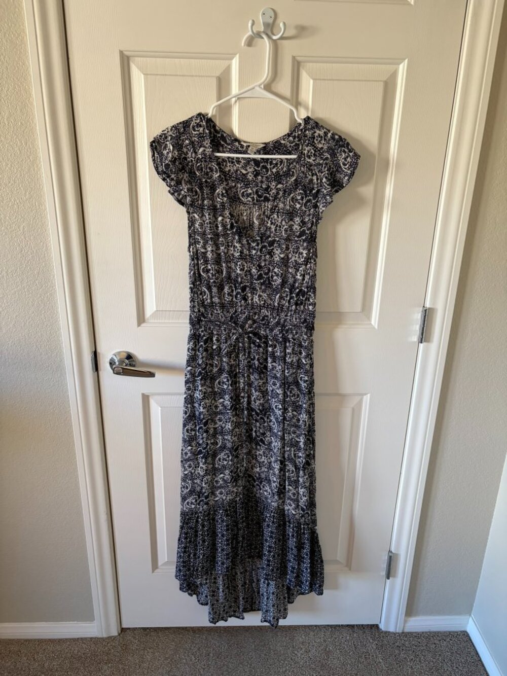 Lucky Brand Navy Paisley Floral Boho Midi Dress — Size S/P